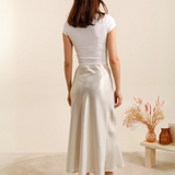 Maison Donati | Satin Midi Skirt – High-Waisted
