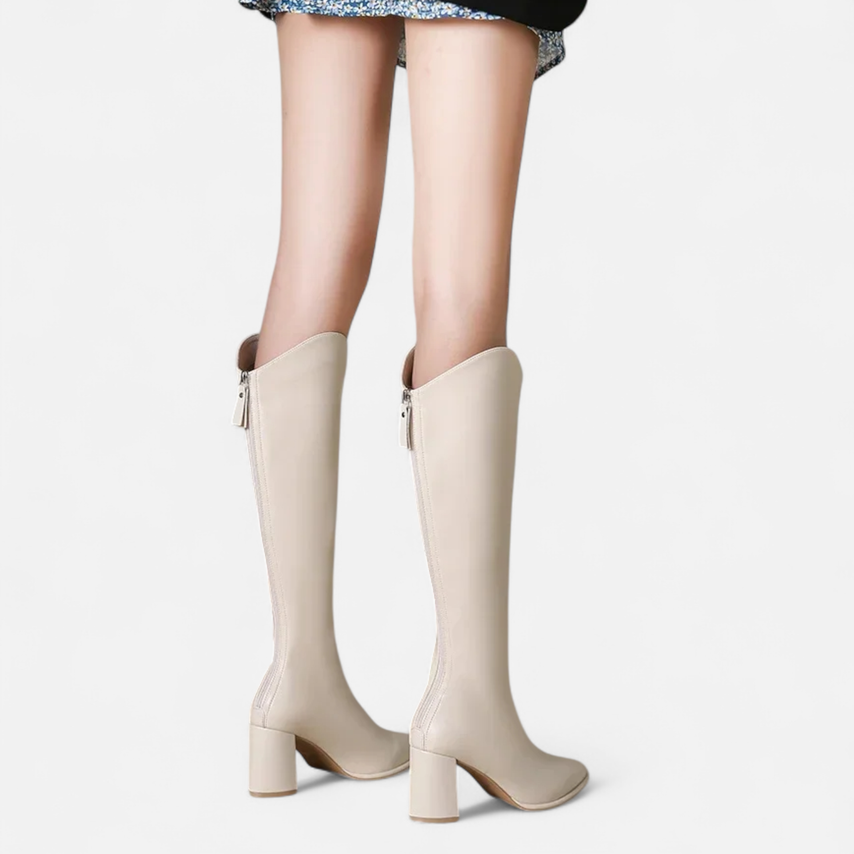 Maison Donati | Knee-High Pointed Toe Boots with Block Heel