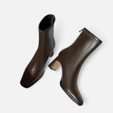 Maison Donati | Square Toe Ankle Boots with Thick Heel