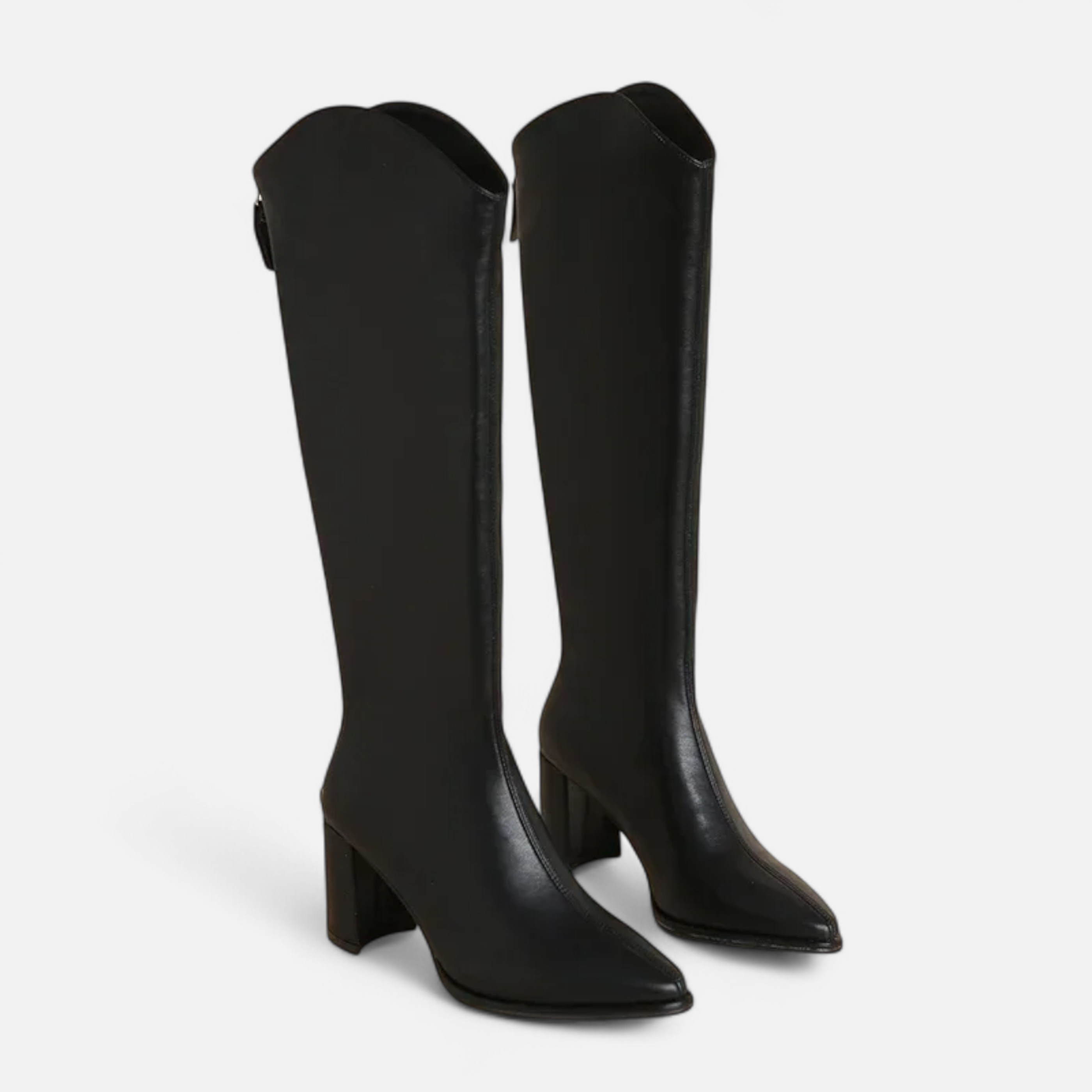 Maison Donati | Knee-High Pointed Toe Boots with Block Heel
