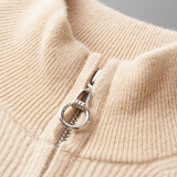 Maison Donati | Men’s Cashmere Wool Full Zip Cardigan – Ribbed Stand Collar