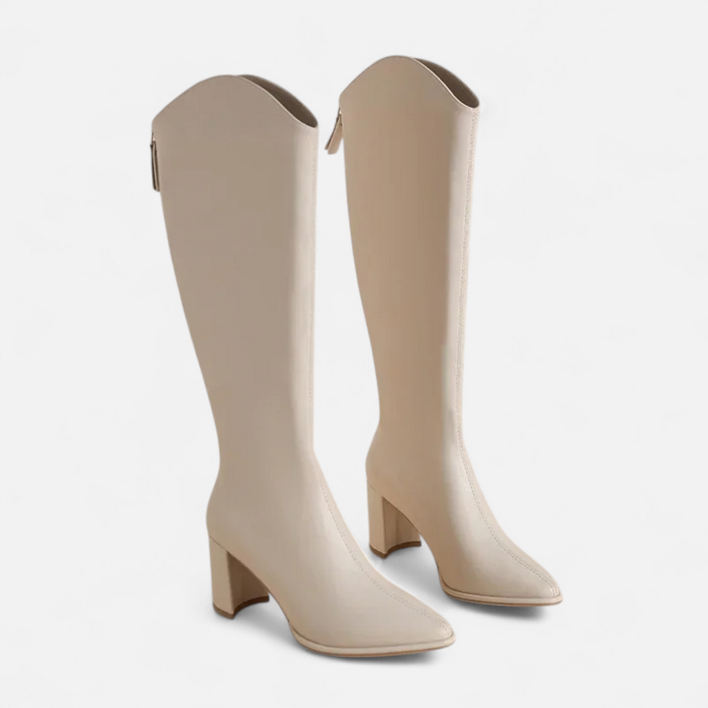 Maison Donati | Knee-High Pointed Toe Boots with Block Heel