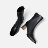 Maison Donati | Square Toe Ankle Boots with Thick Heel