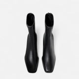 Maison Donati | Square Toe Ankle Boots with Thick Heel