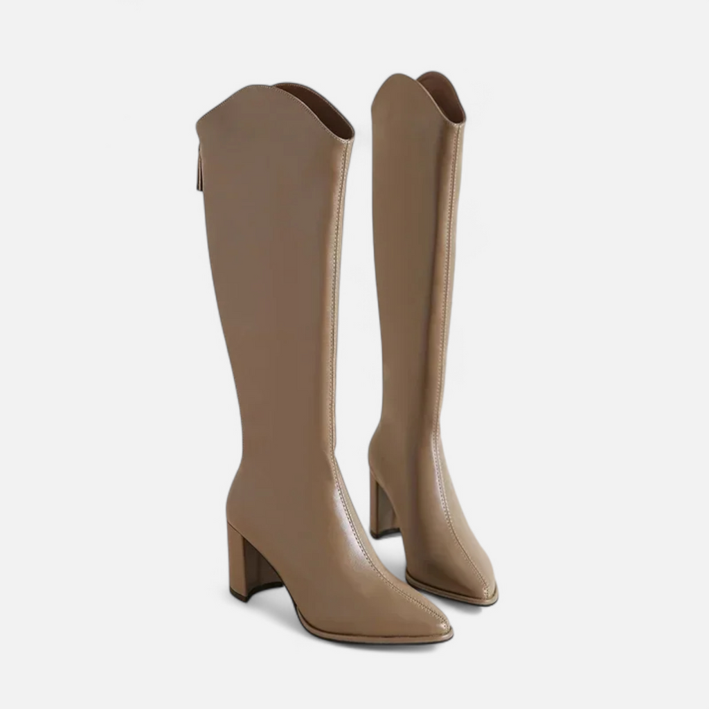 Maison Donati | Knee-High Pointed Toe Boots with Block Heel