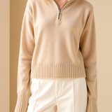 Maison Donati | Wool Cashmere Half-Zip Sweater – Relaxed Cropped Fit