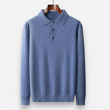 Maison Donati | Men’s Merino Wool Polo Sweater – Lightweight Long Sleeve Knit