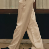 Maison Donati | Linen Blend Wide-Leg Trousers – Tailored High-Waist