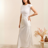 Maison Donati | Satin Midi Skirt – High-Waisted