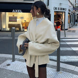 Maison Donati | Women's Belted Wrap Coat - Oversized Fit