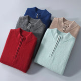 Maison Donati | Men’s Cashmere Wool Half Zip Sweater – Ribbed Mock Neck