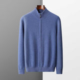Maison Donati | Men’s Cashmere Wool Full Zip Cardigan – Ribbed Stand Collar