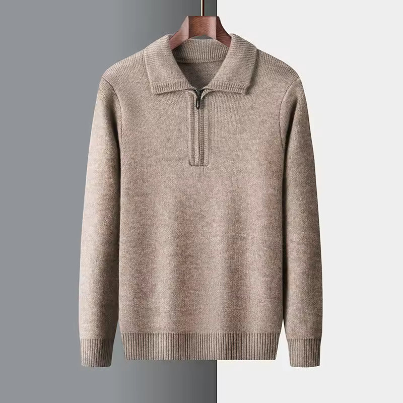 Maison Donati | Men’s Wool Knit Half-Zip Sweater – Polo Collar