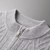 Maison Donati | Men’s Wool Textured Zip Cardigan – Chevron Knit Design