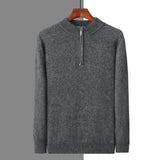 Maison Donati | Men’s Cashmere Wool Half Zip Sweater – Ribbed Mock Neck