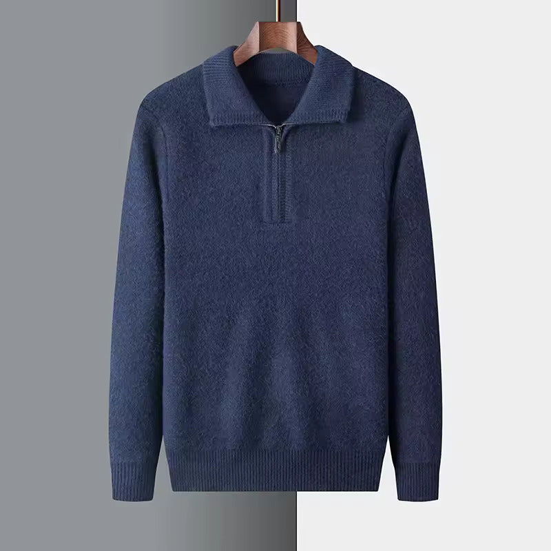 Maison Donati | Men’s Wool Knit Half-Zip Sweater – Polo Collar
