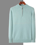 Maison Donati | Men’s Cashmere Wool Half Zip Sweater – Ribbed Mock Neck