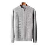 Maison Donati | Men’s Wool Textured Zip Cardigan – Chevron Knit Design