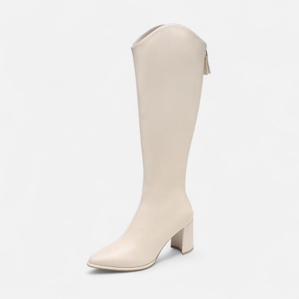 Maison Donati | Knee-High Pointed Toe Boots with Block Heel