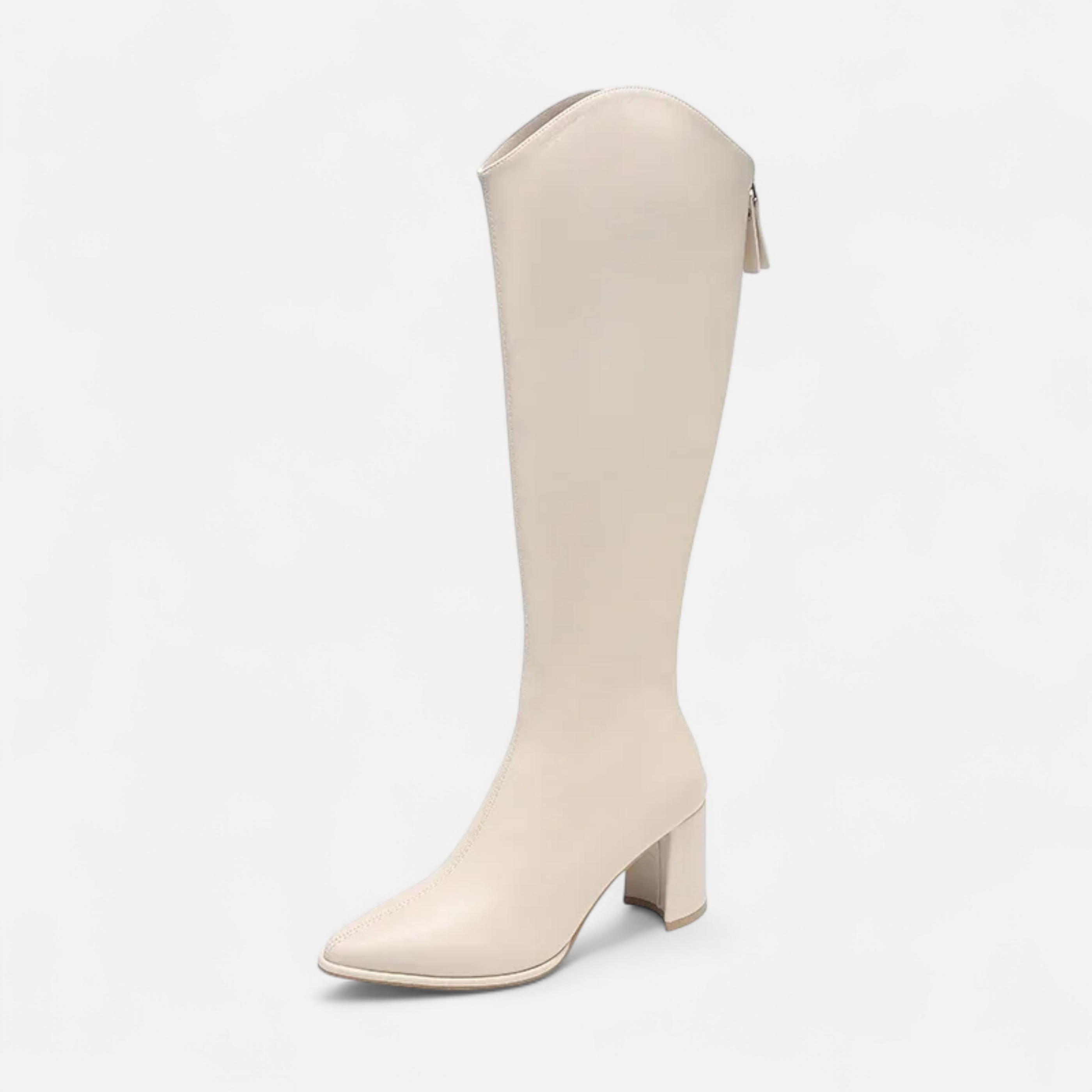 Maison Donati | Knee-High Pointed Toe Boots with Block Heel