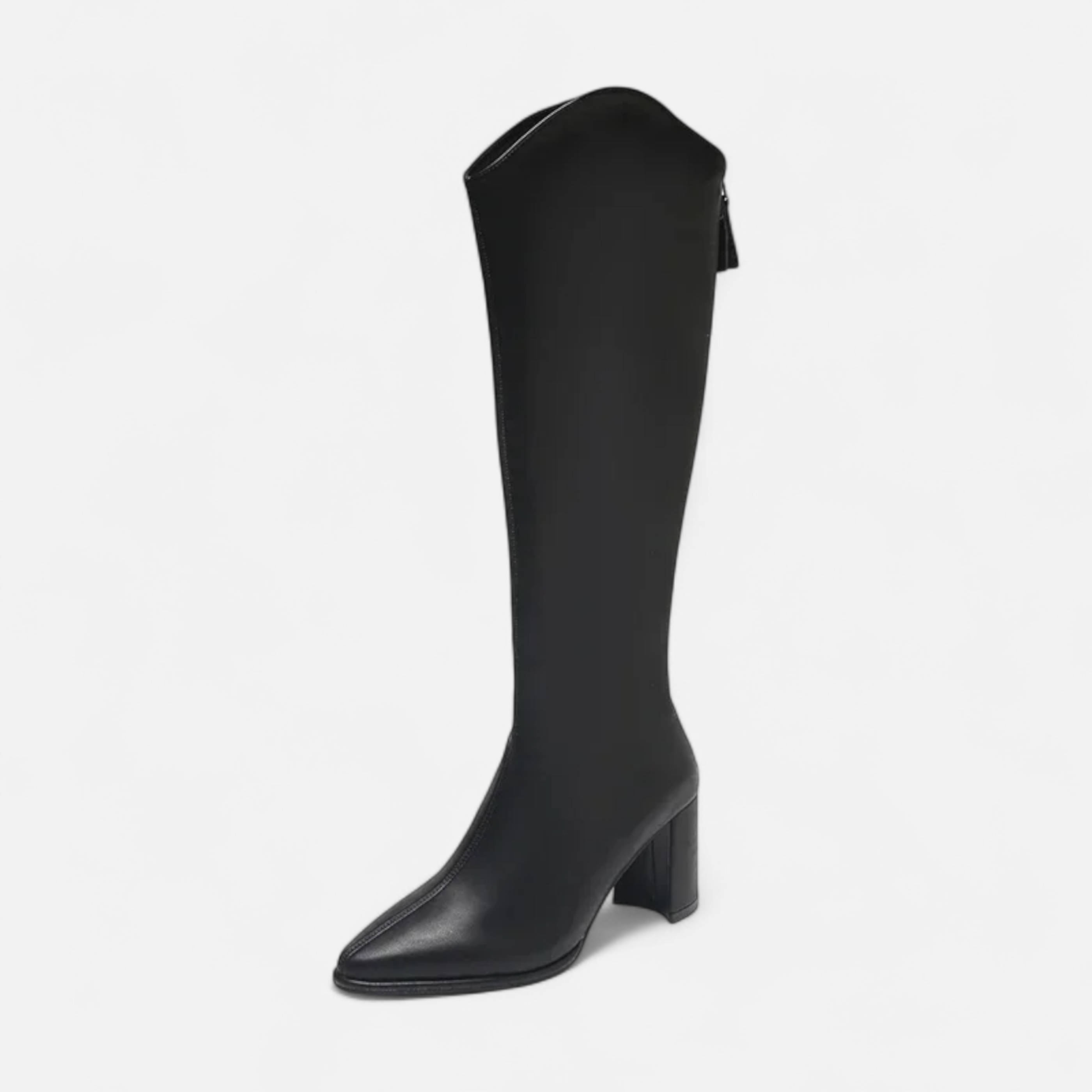 Maison Donati | Knee-High Pointed Toe Boots with Block Heel