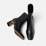 Maison Donati | Square Toe Ankle Boots with Thick Heel