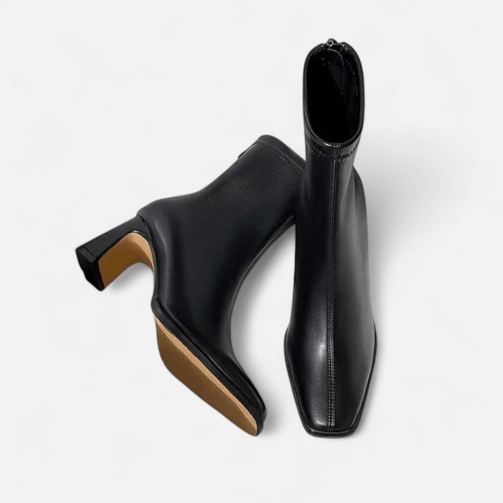 Maison Donati | Square Toe Ankle Boots with Thick Heel