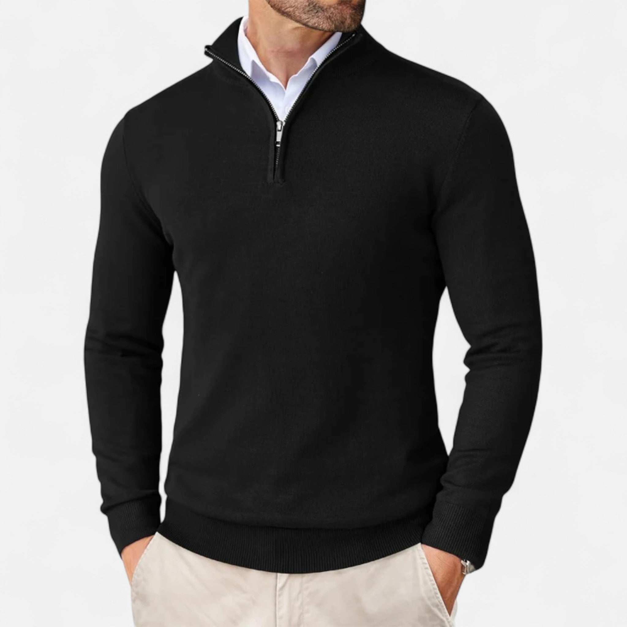 Maison Donati | Men’s Merino Wool Half-Zip Sweater – Lightweight Knit Pullover
