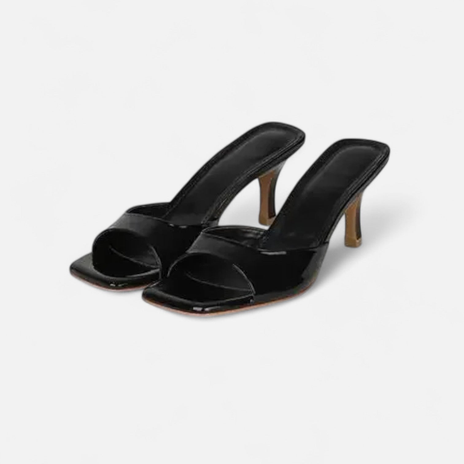 Maison Donati | Patent Slip-On Heeled Mules - Open-Toe Square Heel