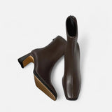 Maison Donati | Square Toe Ankle Boots with Thick Heel
