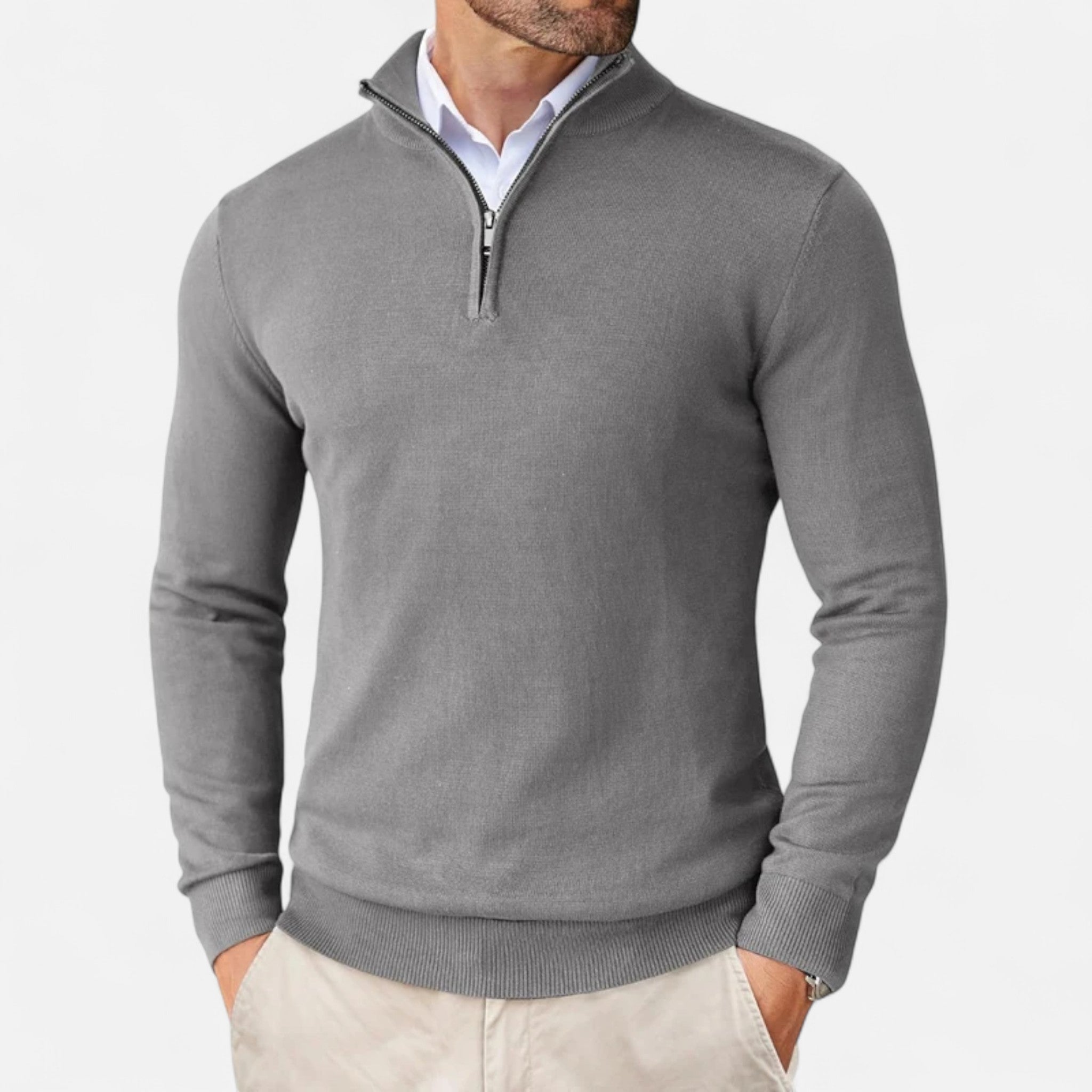 Maison Donati | Men’s Merino Wool Half-Zip Sweater – Lightweight Knit Pullover