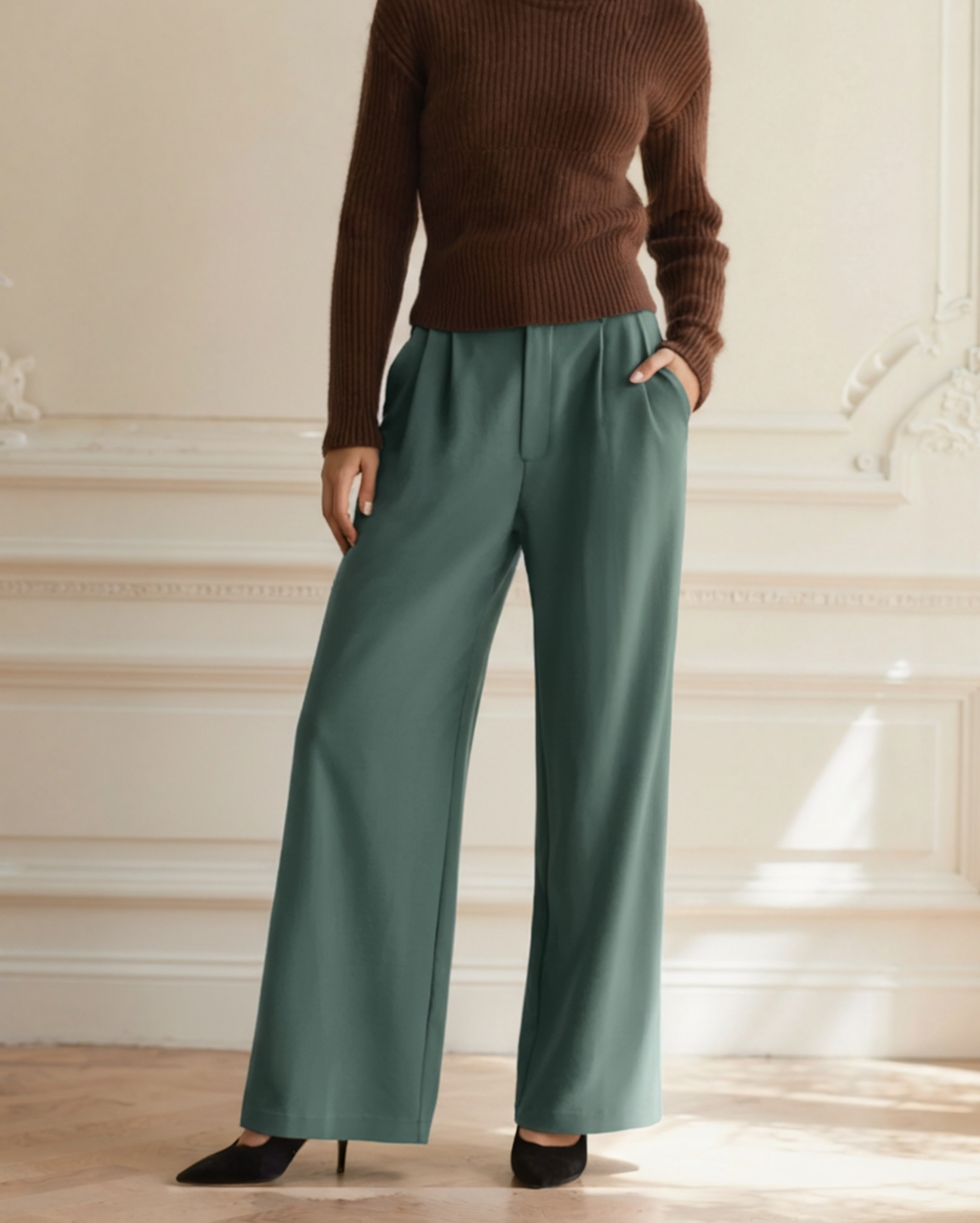 Maison Donati | Women's Wide-Leg Trousers - High-Waisted