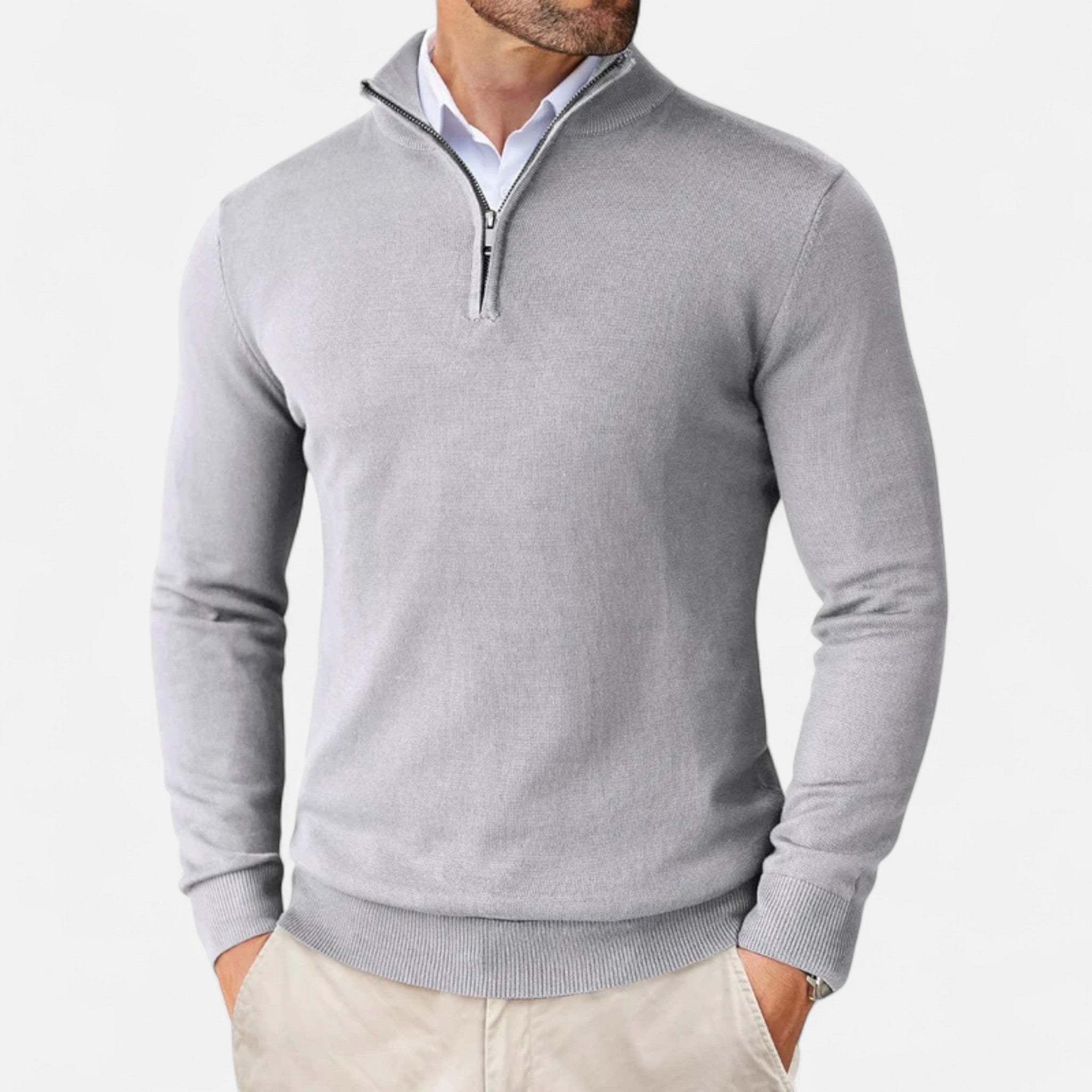 Maison Donati | Men’s Merino Wool Half-Zip Sweater – Lightweight Knit Pullover