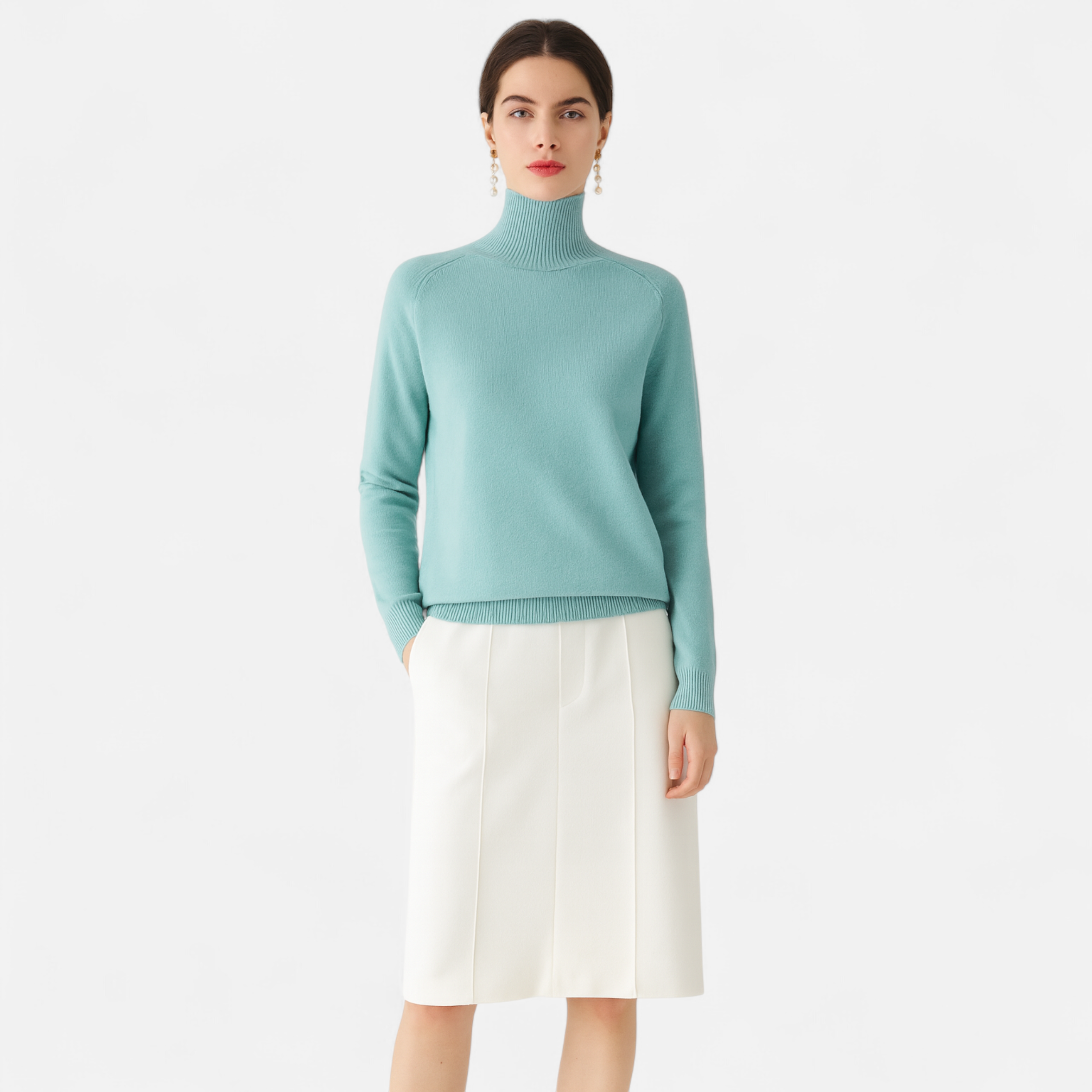Maison Donati | Merino Wool Cashmere Mock-Neck Sweater