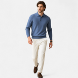 Maison Donati | Men’s Merino Wool Polo Sweater – Lightweight Long Sleeve Knit