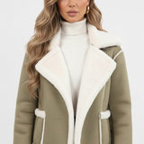 Maison Donati | Women's Plush Lapel Jacket with Faux Fur Trim