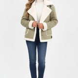 Maison Donati | Women's Plush Lapel Jacket with Faux Fur Trim