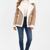 Maison Donati | Women's Plush Lapel Jacket with Faux Fur Trim