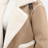 Maison Donati | Women's Plush Lapel Jacket with Faux Fur Trim
