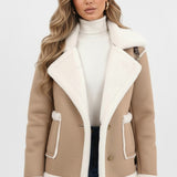 Maison Donati | Women's Plush Lapel Jacket with Faux Fur Trim