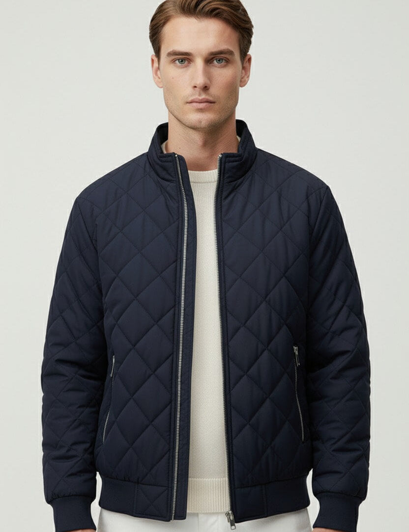 Maison Donati | Men’s Quilted Winter Jacket – Fleece-Lined Zip-Up