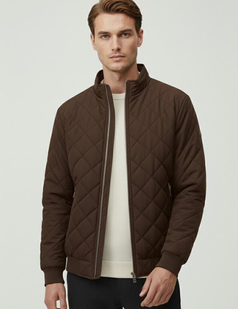 Maison Donati | Men’s Quilted Winter Jacket – Fleece-Lined Zip-Up