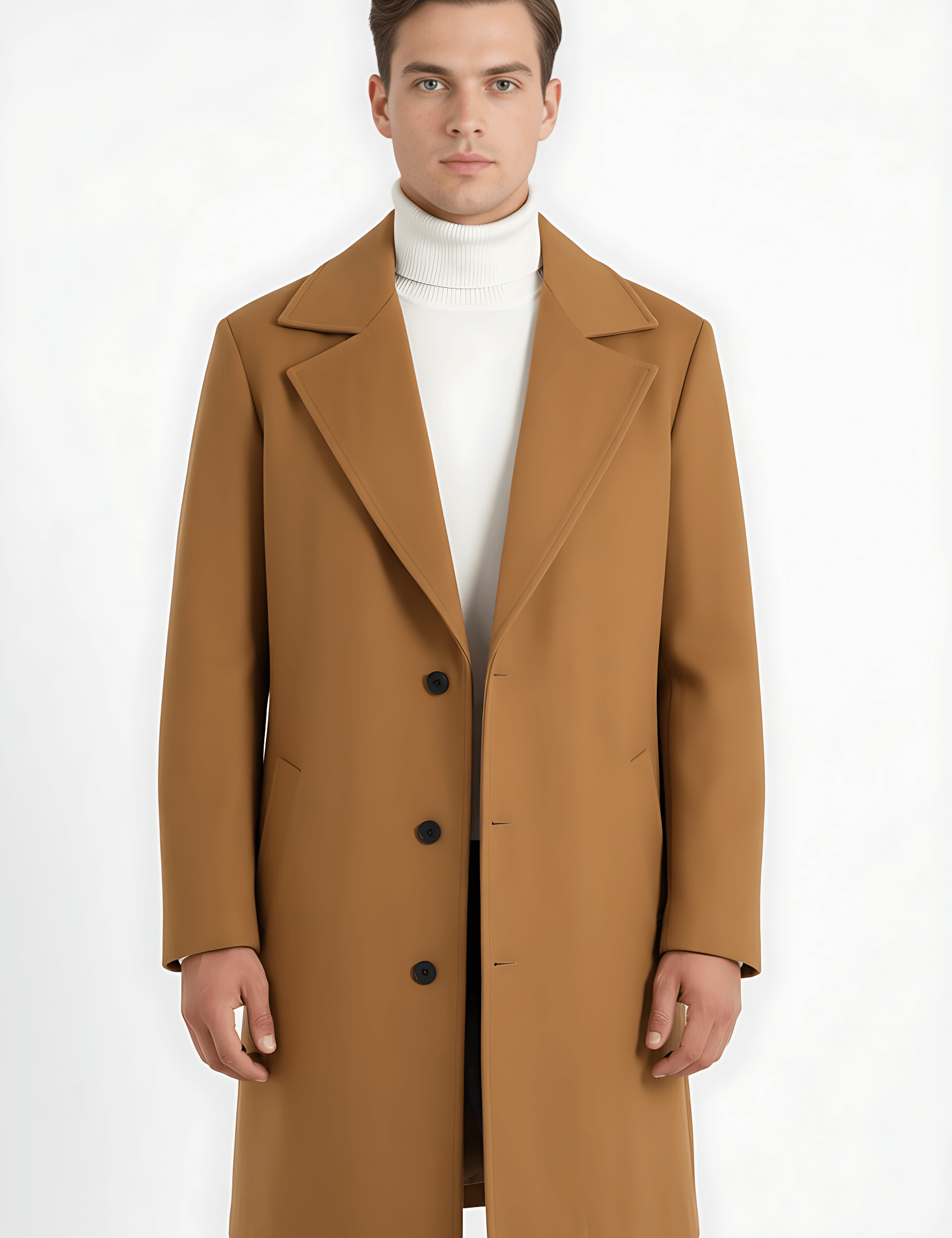 Maison Donati | Men's Classic Long Coat – Single-Breasted Overcoat
