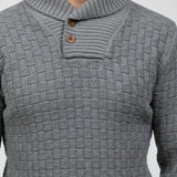 Maison Donati | Men’s Knitted Shawl Collar Sweater – Textured Rib Knit Pullover