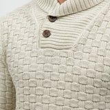Maison Donati | Men’s Knitted Shawl Collar Sweater – Textured Rib Knit Pullover