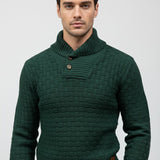 Maison Donati | Men’s Knitted Shawl Collar Sweater – Textured Rib Knit Pullover