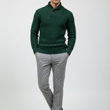 Maison Donati | Men’s Knitted Shawl Collar Sweater – Textured Rib Knit Pullover