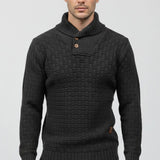 Maison Donati | Men’s Knitted Shawl Collar Sweater – Textured Rib Knit Pullover