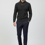 Maison Donati | Men’s Knitted Shawl Collar Sweater – Textured Rib Knit Pullover