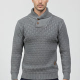 Maison Donati | Men’s Knitted Shawl Collar Sweater – Textured Rib Knit Pullover